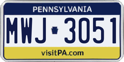 PA license plate MWJ3051