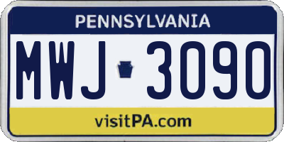 PA license plate MWJ3090