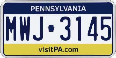 PA license plate MWJ3145
