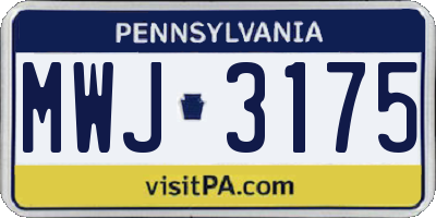 PA license plate MWJ3175