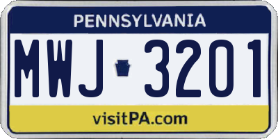 PA license plate MWJ3201