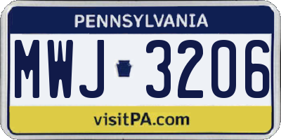 PA license plate MWJ3206