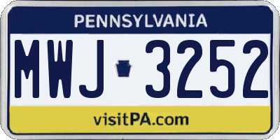 PA license plate MWJ3252