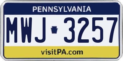 PA license plate MWJ3257