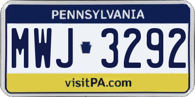PA license plate MWJ3292