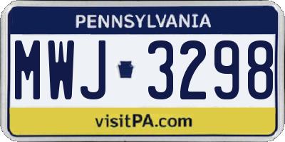 PA license plate MWJ3298