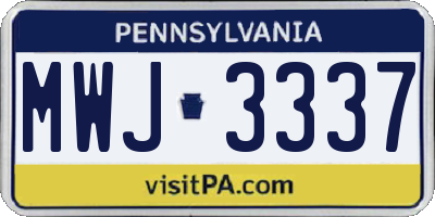 PA license plate MWJ3337