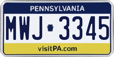 PA license plate MWJ3345