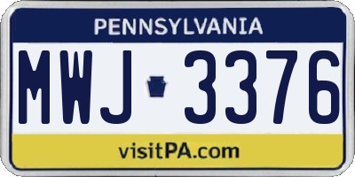 PA license plate MWJ3376