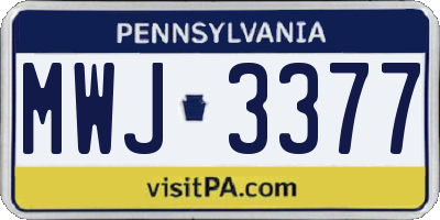 PA license plate MWJ3377