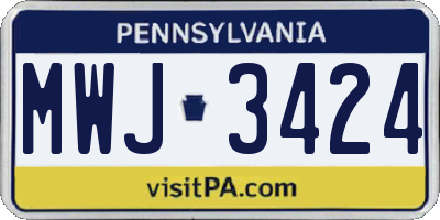 PA license plate MWJ3424