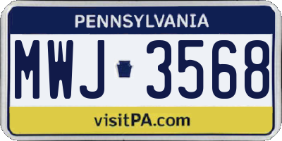 PA license plate MWJ3568