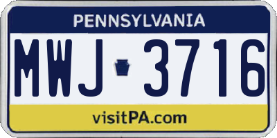 PA license plate MWJ3716