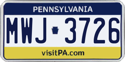 PA license plate MWJ3726