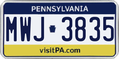 PA license plate MWJ3835