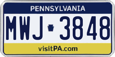 PA license plate MWJ3848