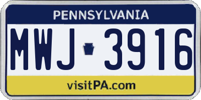 PA license plate MWJ3916