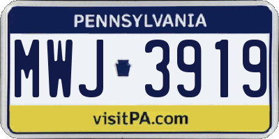 PA license plate MWJ3919