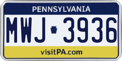 PA license plate MWJ3936