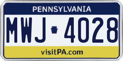 PA license plate MWJ4028
