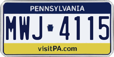 PA license plate MWJ4115