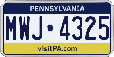 PA license plate MWJ4325
