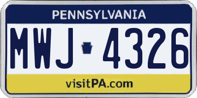 PA license plate MWJ4326