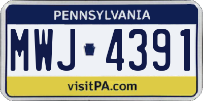 PA license plate MWJ4391