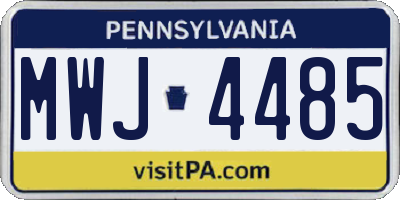 PA license plate MWJ4485
