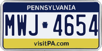 PA license plate MWJ4654