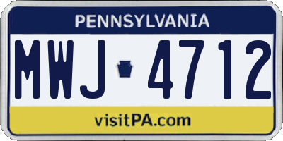 PA license plate MWJ4712