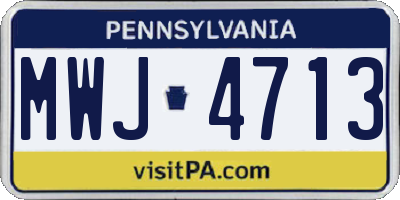 PA license plate MWJ4713