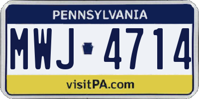 PA license plate MWJ4714