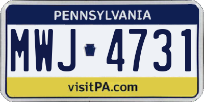 PA license plate MWJ4731