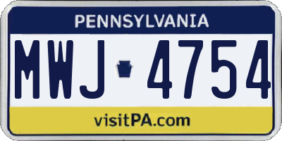PA license plate MWJ4754