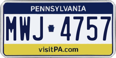 PA license plate MWJ4757