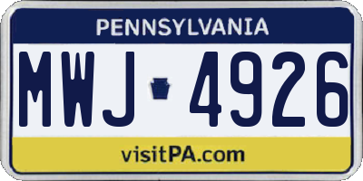 PA license plate MWJ4926