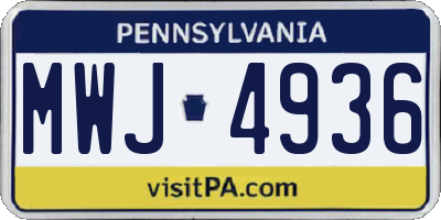 PA license plate MWJ4936