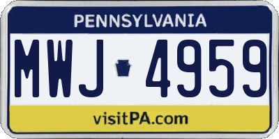 PA license plate MWJ4959