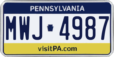 PA license plate MWJ4987