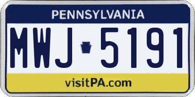 PA license plate MWJ5191