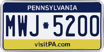 PA license plate MWJ5200
