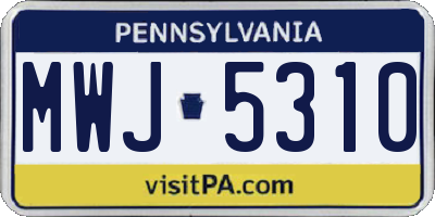 PA license plate MWJ5310