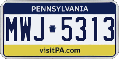 PA license plate MWJ5313