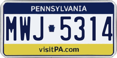 PA license plate MWJ5314