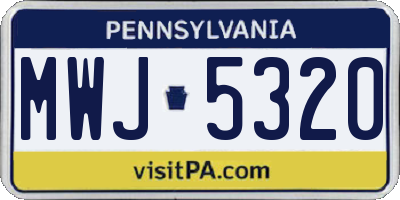 PA license plate MWJ5320