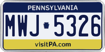 PA license plate MWJ5326