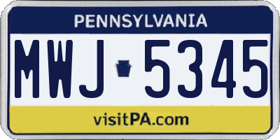 PA license plate MWJ5345