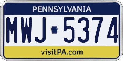 PA license plate MWJ5374