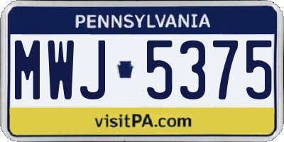 PA license plate MWJ5375